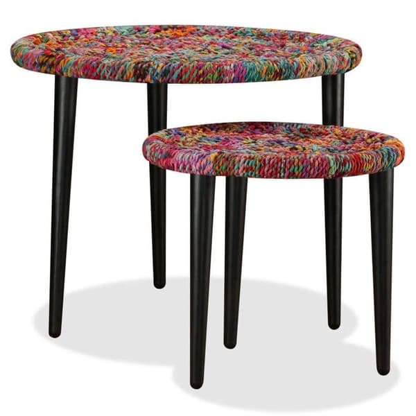Maison Exclusive - 2 stk. chindi vævet detaljer multicolor sofabord