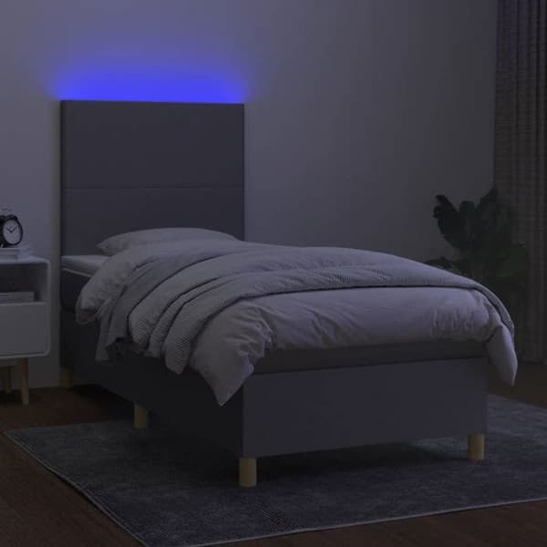 Maison Exclusive - Seng med lameller og madras samt LED Lys Grå 100x200 cm