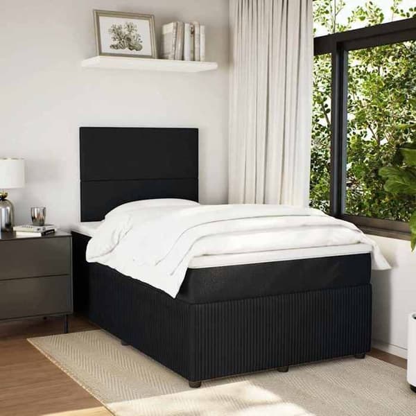 Maison Exclusive - Seng med lameller og sort madras 120x190 cm fløjl