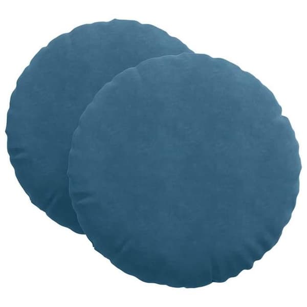 Sittkuddar - EXKLUSIVT HEM - Ø60 x 21 cm - Blå sammet - Set om 2 - Polyesterfyllning Blå