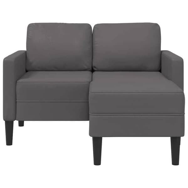 Maison Exclusive - 2-sits soffa med L-formad divan i grått 125 cm konstläder