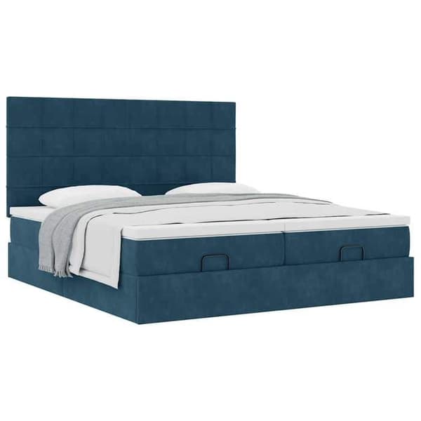 Maison Exclusive - Ottoman sängram med mörkblå madrass 200x200 cm sammet