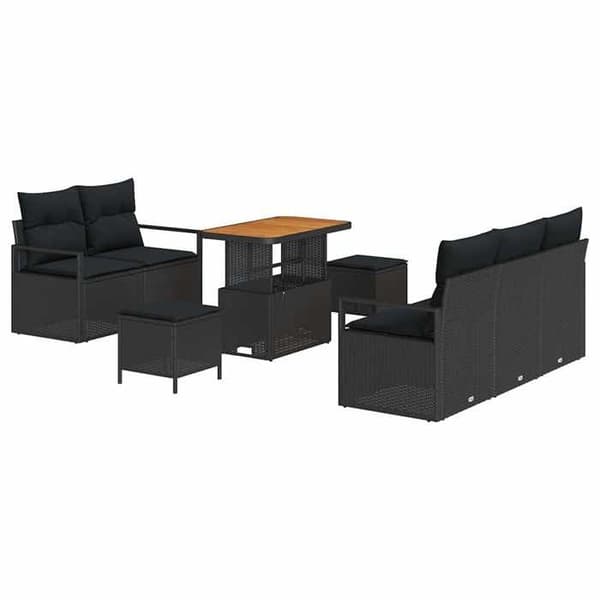 Maison Exclusive - 8-osainen puutarhakalustesarja 7-hengen musta
