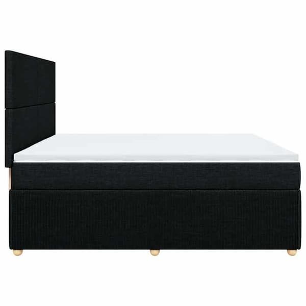 Maison Exclusive - Sengebund med lameller og madras sort 200x200 cm stof