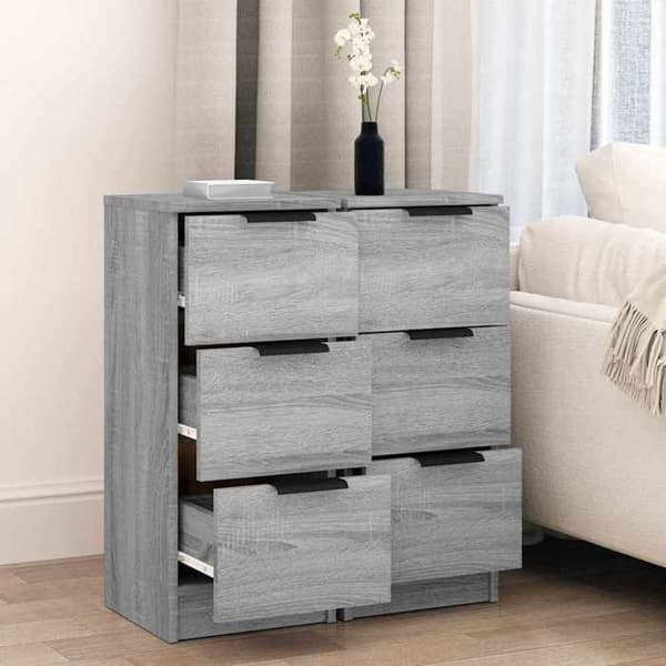 Maison Exclusive - Bufféer 2 st Sonoma grå 30x30x70 cm Ingenjörsträ