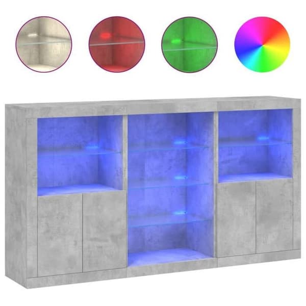 Maison Exclusive - Buffet med LED-lys grå beton 181,5x37x100 cm
