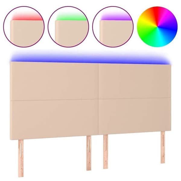Maison Exclusive - LED Hovedgærde Cappuccino 180x5x118/128 cm Simililæder
