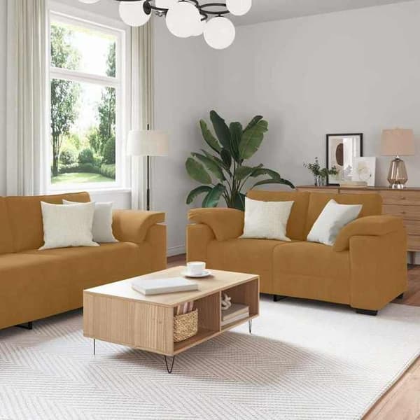 Maison Exclusive - 3 kpl:n sohvasetti tyynyillä, ruskea sametti brun