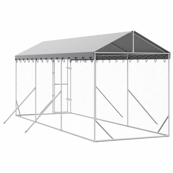 Maison Exclusive - Ulkoilma koirankoppi hopeakatolla 2x6x2,5 m