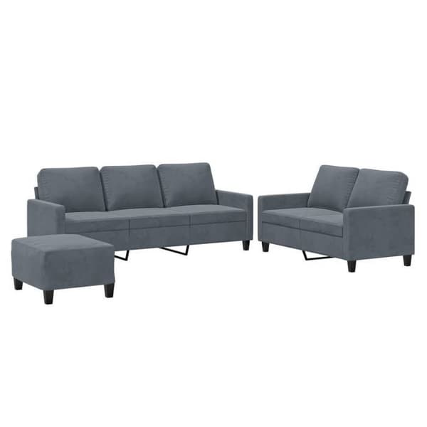 Maison Exclusive - Sæt af 3 sofaer med puder Mørkegrå Velour