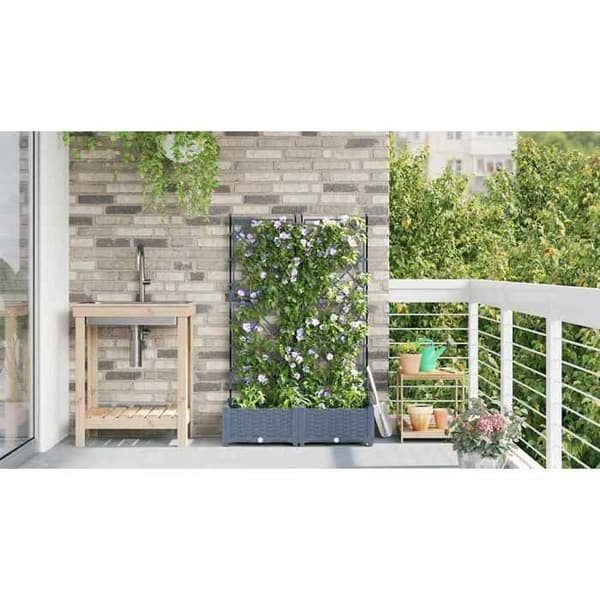 Puutarhan kukkaruukku - MAISON EXCLUSIVE - 2 kpl - Vaaleanharmaa - PP - 80 x 40 x 125,5 cm Ljusgrått