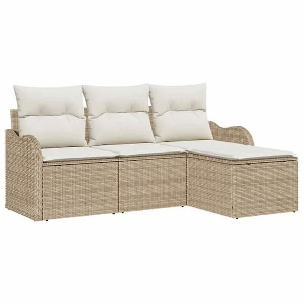 Trädgårdsmöbelset - EXKLUSIVT HEM - Modulärt - Beige - Polyrotting - 4 delar, dold förvaring beige