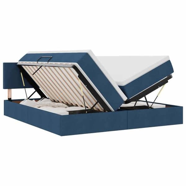 Maison Exclusive - LED förvaringssäng med blå madrass 200 x 200 cm tyg Blå
