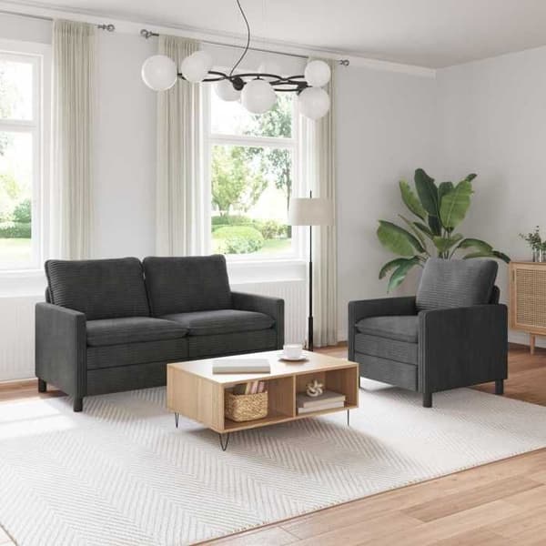 Maison Exclusive - 2 kpl sohvasetti tummanharmaa polyesteri