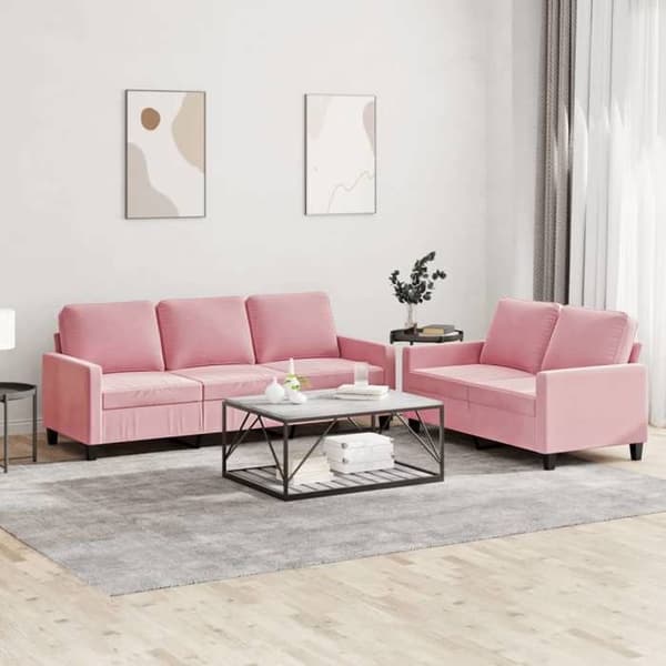 Maison Exclusive - Set med 2 soffor med kuddar i rosa sammet
