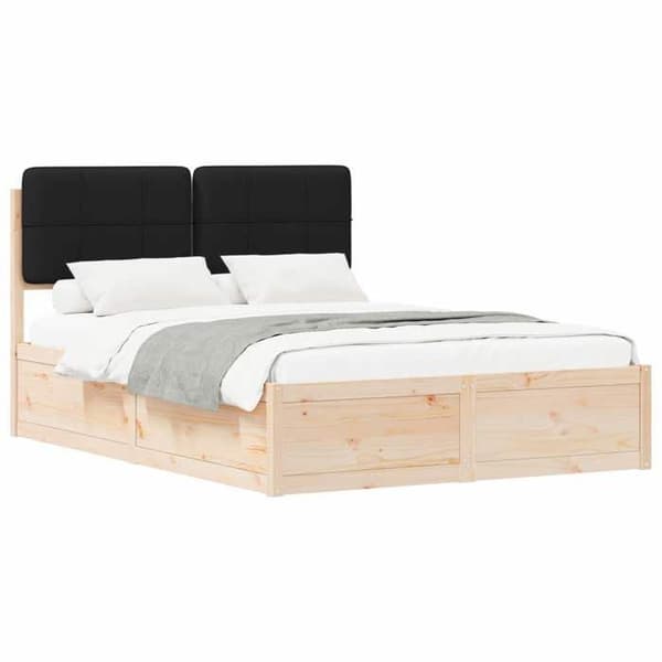 Maison Exclusive - Sänkyrunko pehmustetulla päädyllä Musta 135 x 190 cm Svart
