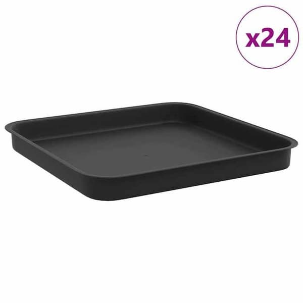 Maison Exclusive - Firkantet blomsterbakke 24 stk Sort 25,5 x 25,5 x 2,5 cm Sort