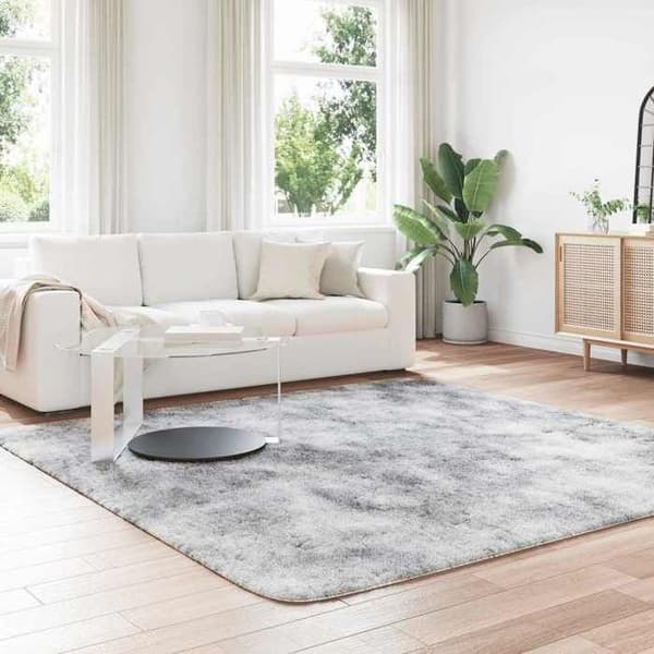 Shaggy matta - MAISON EXCLUSIVE - NAVARRA - 240x240 cm - Grå silver - Halkfri polyester Silvergrå
