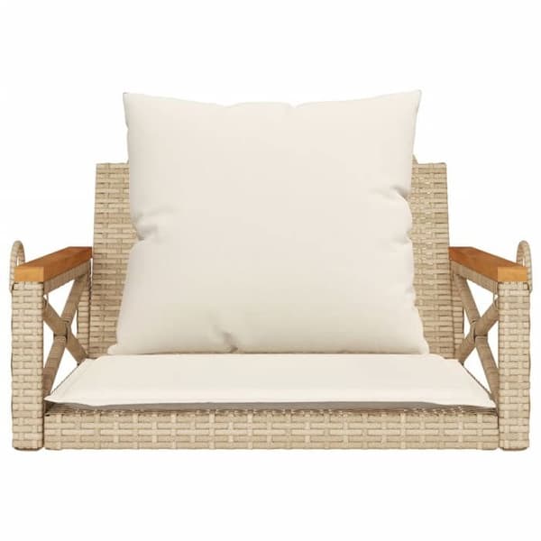 Maison Exclusive - Balanssoffa med beige kuddar 63x62x40 cm flätad resin beige