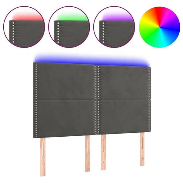 Maison Exclusive - LED Hovedgærde Mørkegrå 144x5x118/128 cm Velour Mörkgrå