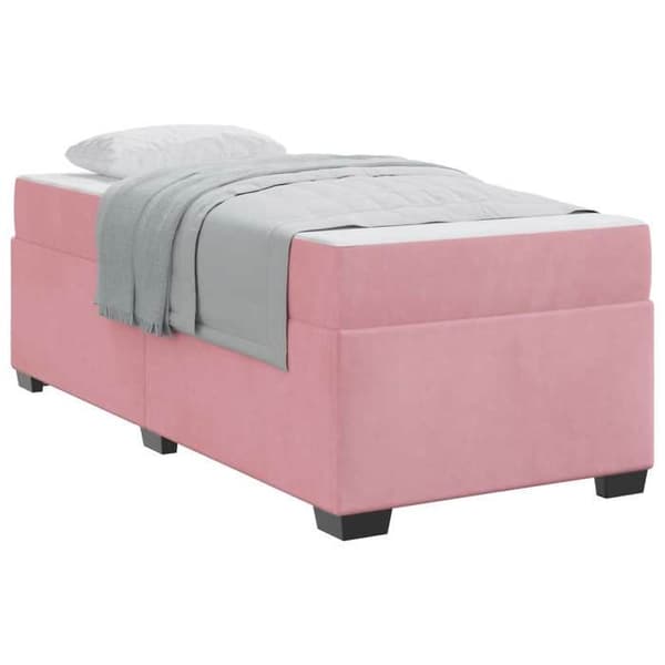 Sängram med madrass - EXKLUSIV HEM - Rektangulär - 90 x 200 cm - Rosa - Sammet & pocketfjädermadrass Ros
