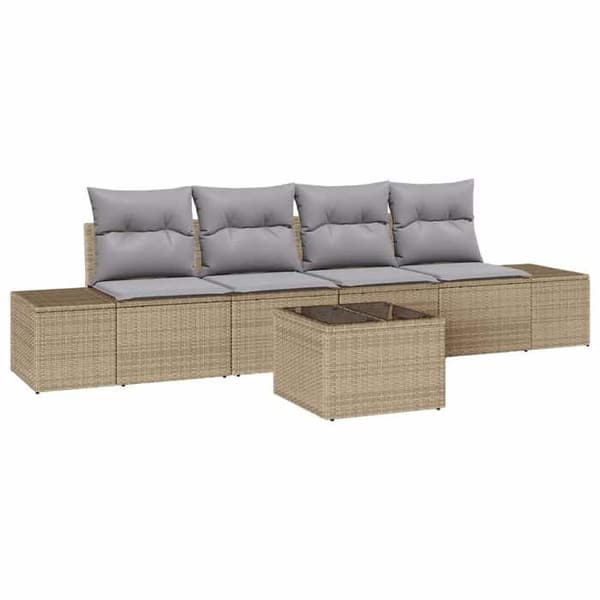 Maison Exclusive - 5 osan beige ja harmaa polyrottinkinen puutarhakalustesetti Beige och grå
