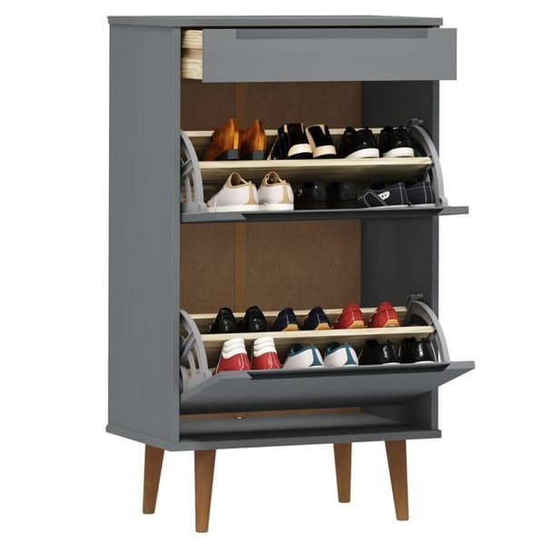 Maison Exclusive - Skoskab MOLDE Grå 59,5x35x103 cm Fyrretræ Grå