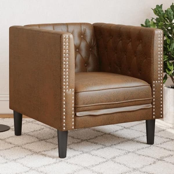 Maison Exclusive - Chesterfield stol i brun kunstlæder
