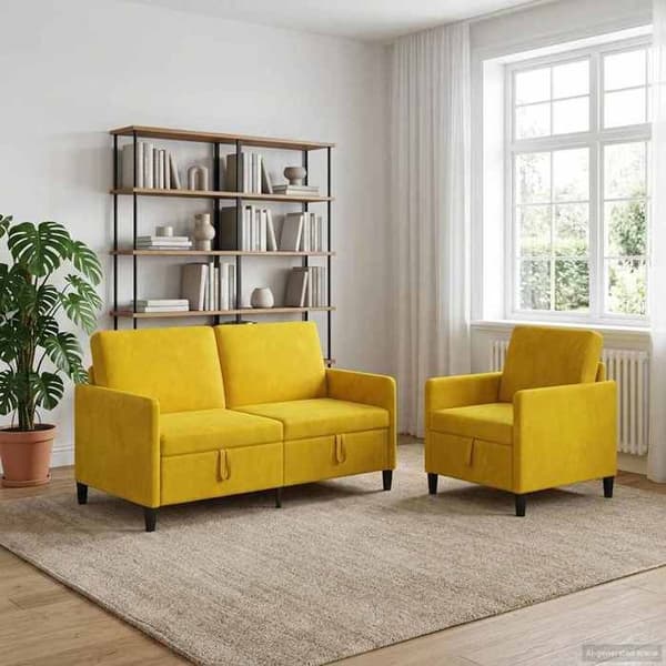 Soffa - EXKLUSIVT HUS - 2 st - Gul - Polyester - Förvaringslåda Gul