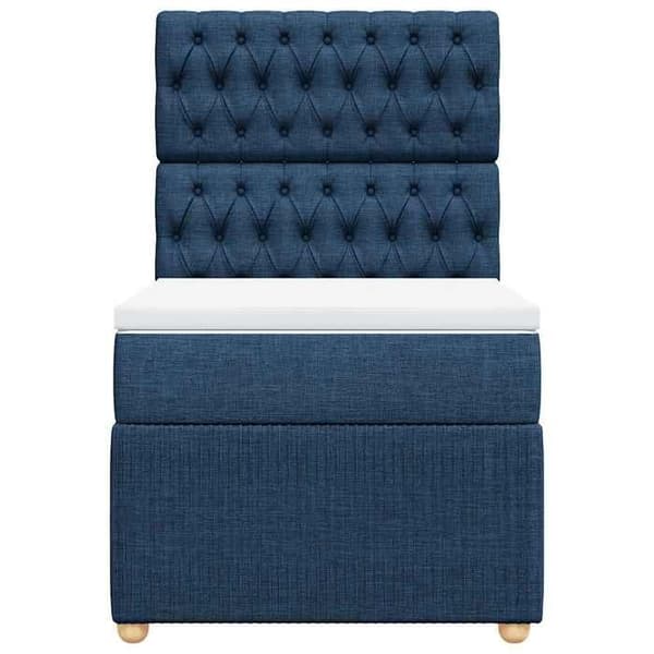 Maison Exclusive - Sengebund med lameller og madras Blå 90x190 cm Stof