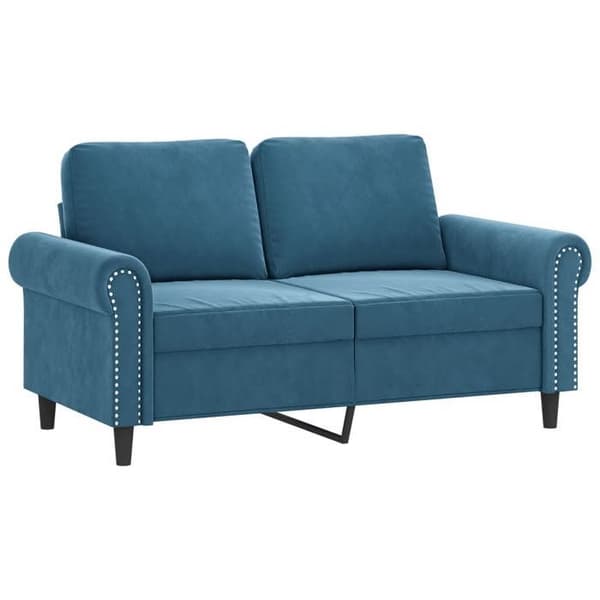 Soffa 2 platser - Maison Exclusive - Blå sammet - Metallram - 2 kuddar ingår Blå