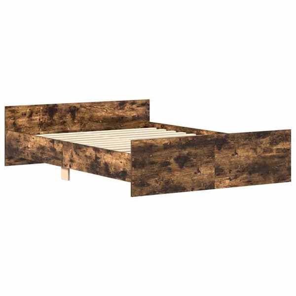 Sengestel - EKSKLUSIV HUS - 140x190 cm - Røget eg - Ingeniørtræ - Robuste lameller Rökt ek