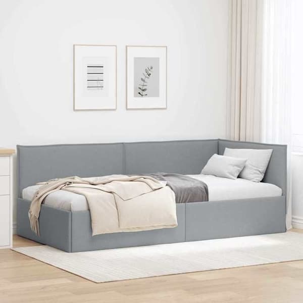 Vinkelsängram - EXKLUSIV HEM - L-formad ram - Ljusgrå - 80 x 200 cm - Fällbar soffa Ljusgrått