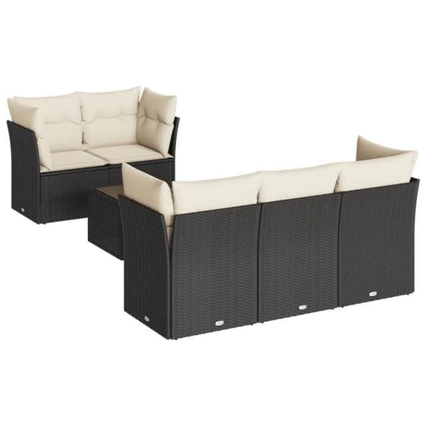 Maison Exclusive - Havegruppe 7 dele med sorte puder i flettet harv