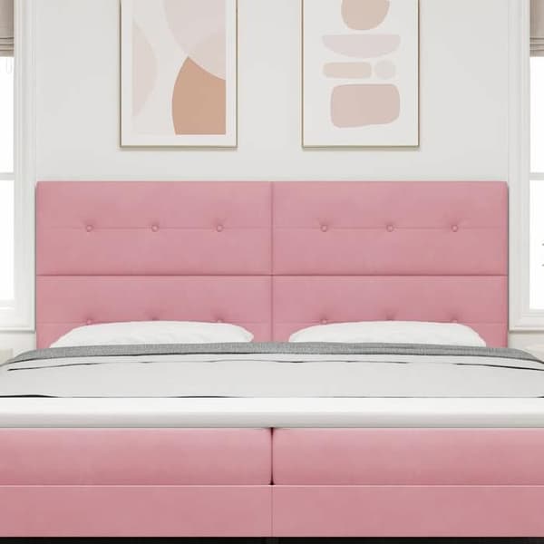 Hovedgærde - EKSKLUSIV HUS - Moderne - Rosa velour - 200 cm - Højdejusterbar Ros