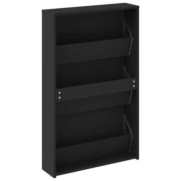 Maison Exclusive - Skoskab med spejl 3 niveauer Sort 63 x 17 x 102,5 cm