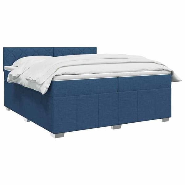 Maison Exclusive - Boxspring seng med madras Blå 200 x 200 cm Stof Blå