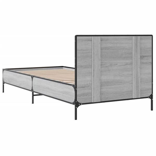 Sengestel - EKSKLUSIV HUS - 100x200 - Sonoma grå - Spånplader - Robuste metalben sonoma grå