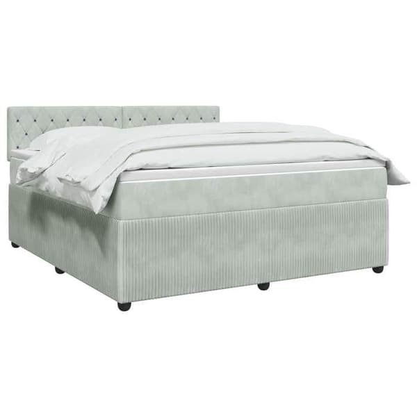 Maison Exclusive - Boxspring säng med madrass Ljusgrå 140 x 190 cm Sammet Ljusgrått