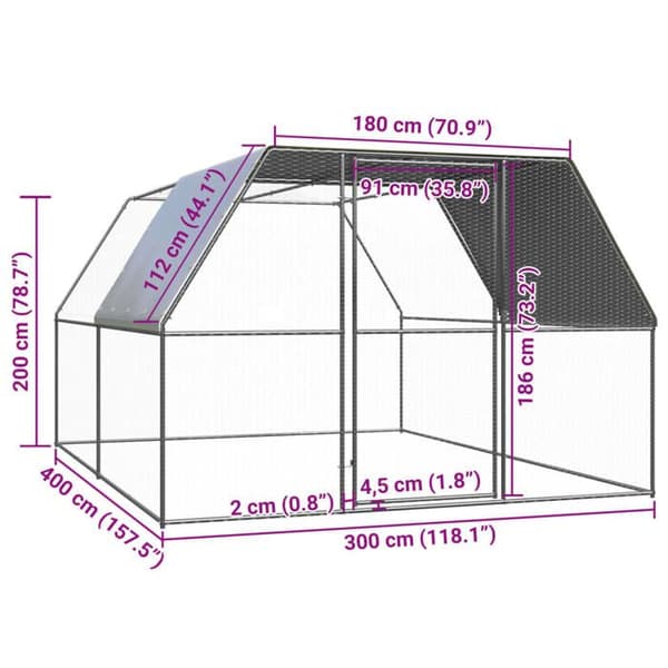Maison Exclusive - Utomhus hönshus 3x4x2 m Galvaniserat stål