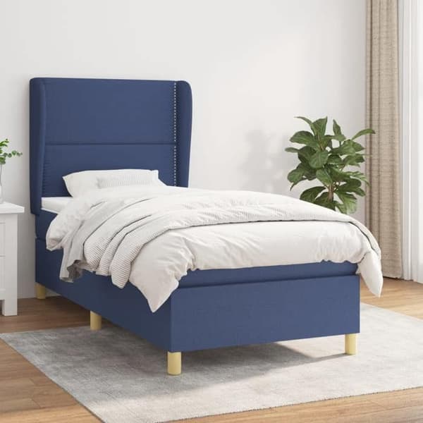 Maison Exclusive - Sengestel med springmadras Blå 90x200 cm Stof