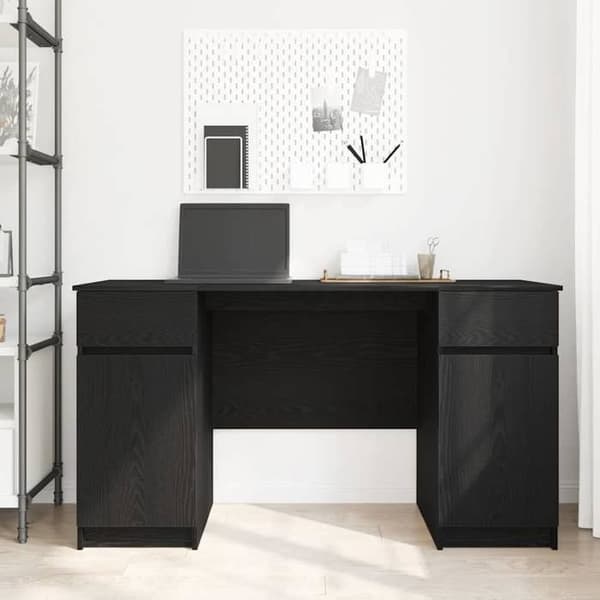 Maison Exclusive - Kontor Sort egetræ Ingeniørtræ 140 x 49 x 76 cm svart ek