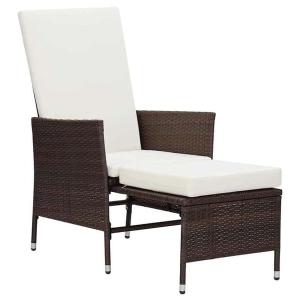 Maison Exclusive - Fällbar trädgårdsstol med kuddar, flätad resin, brun