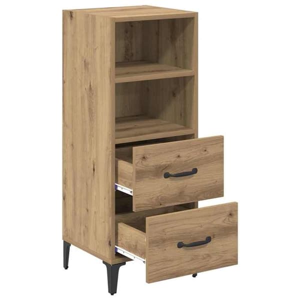 Maison Exclusive - Buffet i egetræ, håndlavet 34 x 34,5 x 90 cm Ingeniørtræ