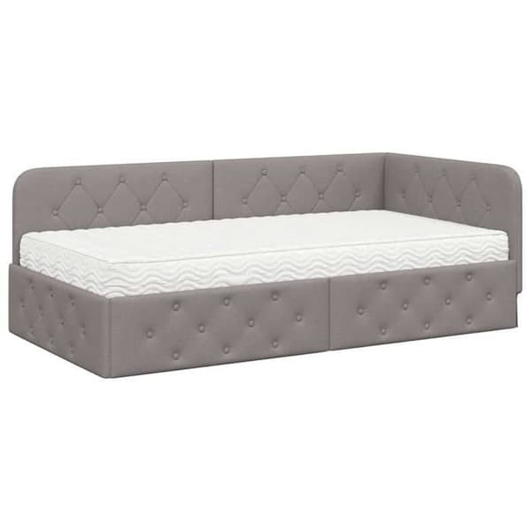 Maison Exclusive - Sängram i hörn Taupe 100 x 200 cm tyg Mol