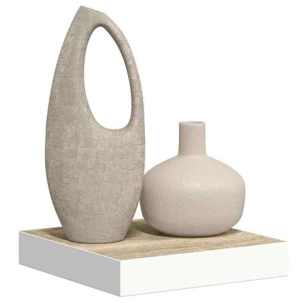 Maison Exclusive - Flydende væghylde Eg og hvid 23x23,5x3,8 cm MDF