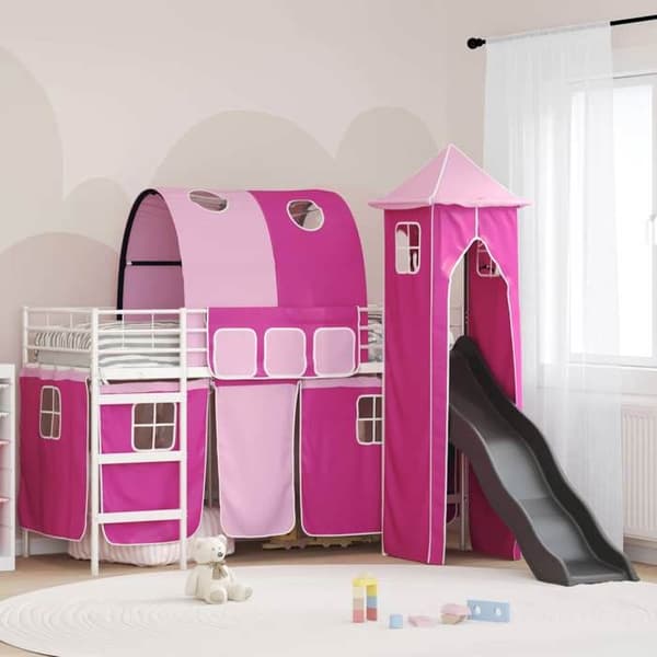 Maison Exclusive - Våningssäng för barn Vit och rosa 100 x 190 cm