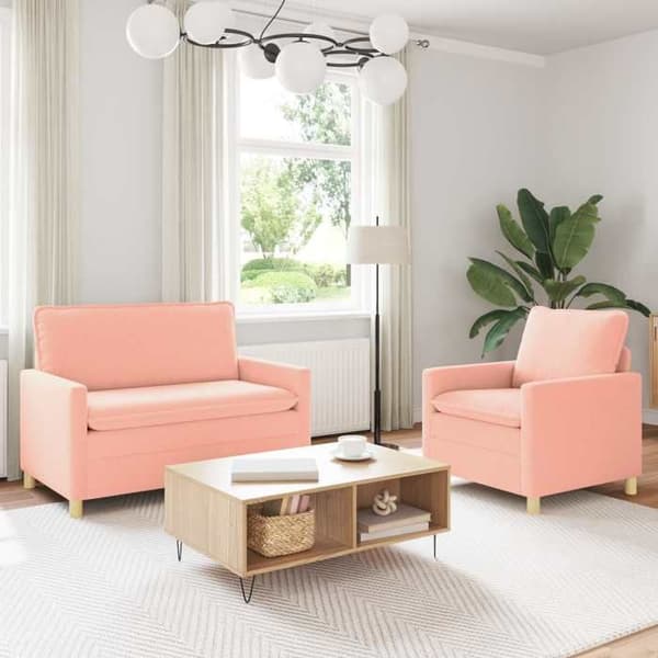 Maison Exclusive - 2 kpl sohvasetti, vaaleanpunainen kangas