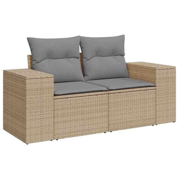 Maison Exclusive - Trädgårdsmöbler med kuddar 9 delar beige flätad resin