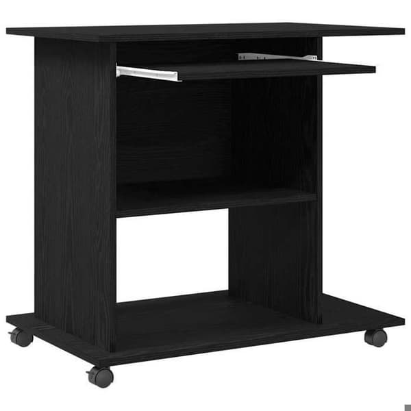 Maison Exclusive - Computerbord i sort egetræ 80x50x75 cm ingeniørtræ svart ek
